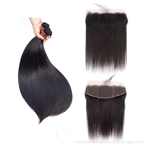 Huashuo Hair Highest Discounts Best Selling Wholesale Price 100% Remy Human Hair Brazilian Virgin Hair Weave With Frontals